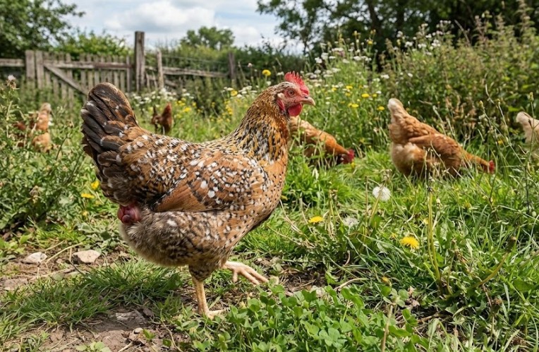 prolaps bij kip met zichtbaar roze slijmvlies bij de cloaca