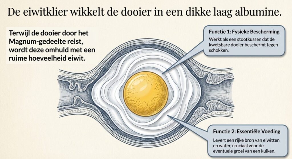 Vorming van eivliezen rond ei in isthmus deel van eileider bij kip