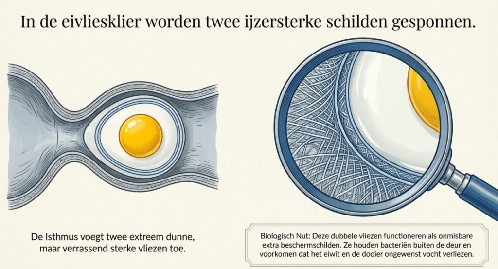 Schaalvorming kippenei in uterus met calcium en pigment voor kleur van ei