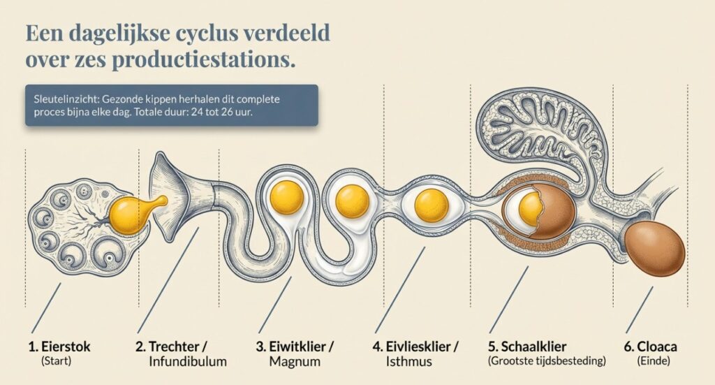 Cyclus hoe een ei gemaakt wordt bij een kip